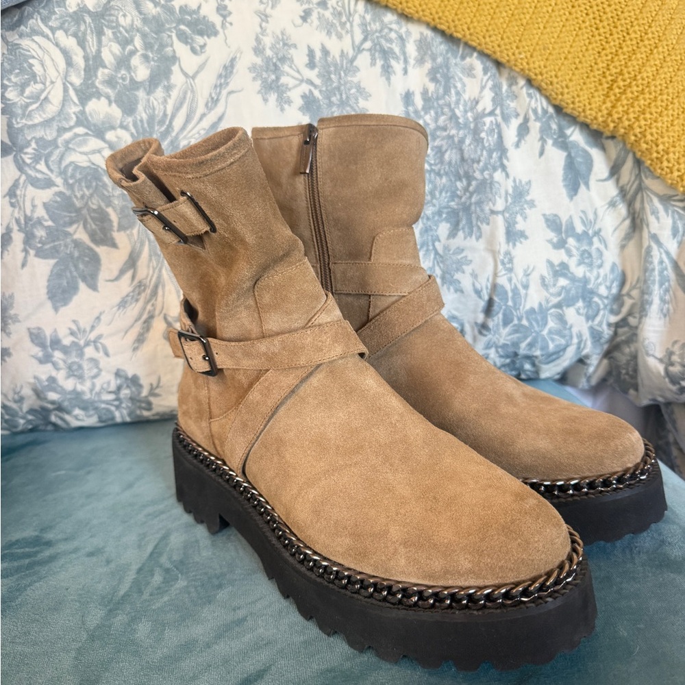 Vince Camuto Brown Suede Ankle Boots with Buckle
